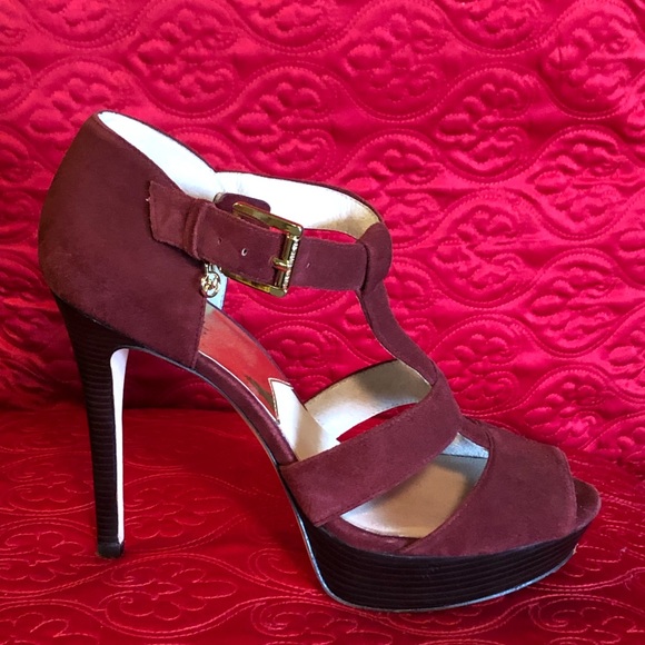 Michael Kors Maroon Suede Platform Heels-Pre❤️’d - Picture 2 of 7